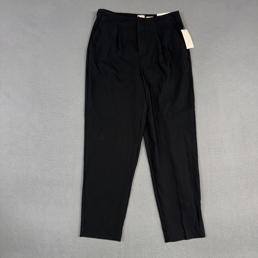 A New Day Pants Womens 6 Black High Rise Tapered Leg Pleated Stretch New NWT